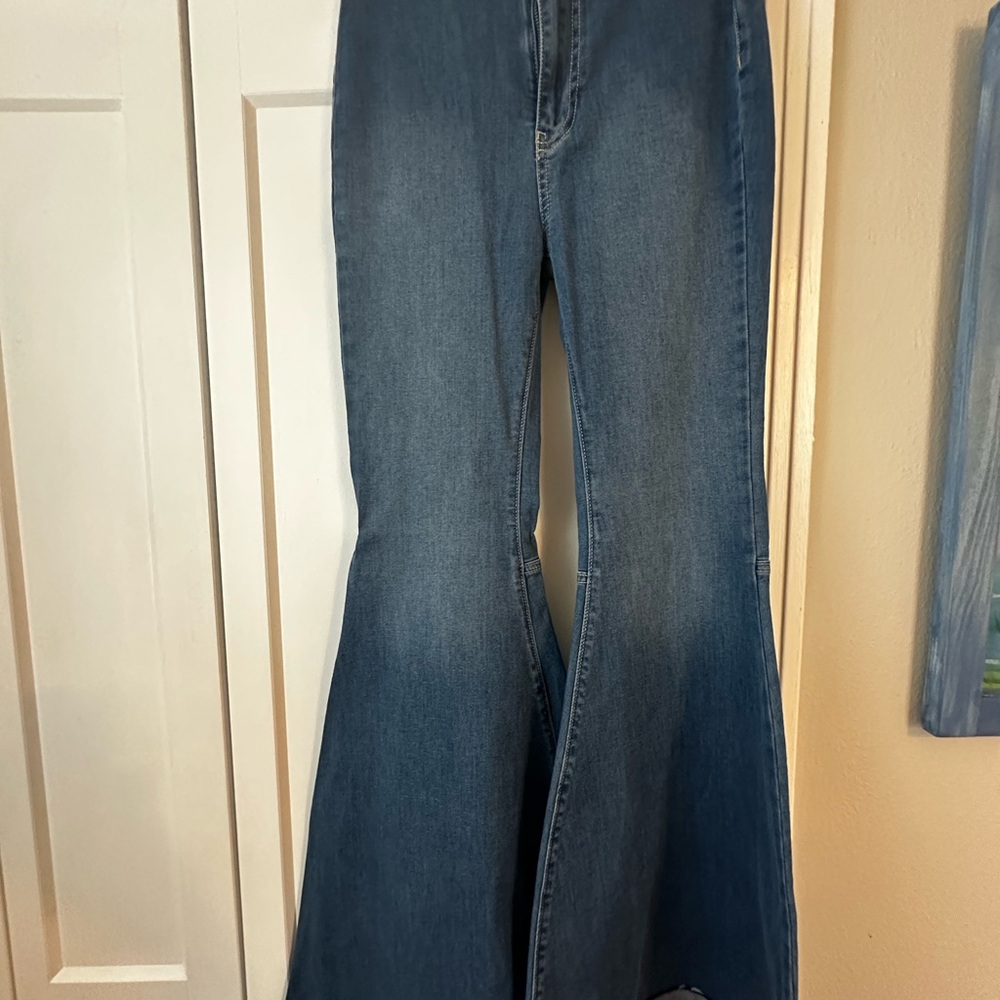 We The Free Blue Flare Wide Leg Jeans